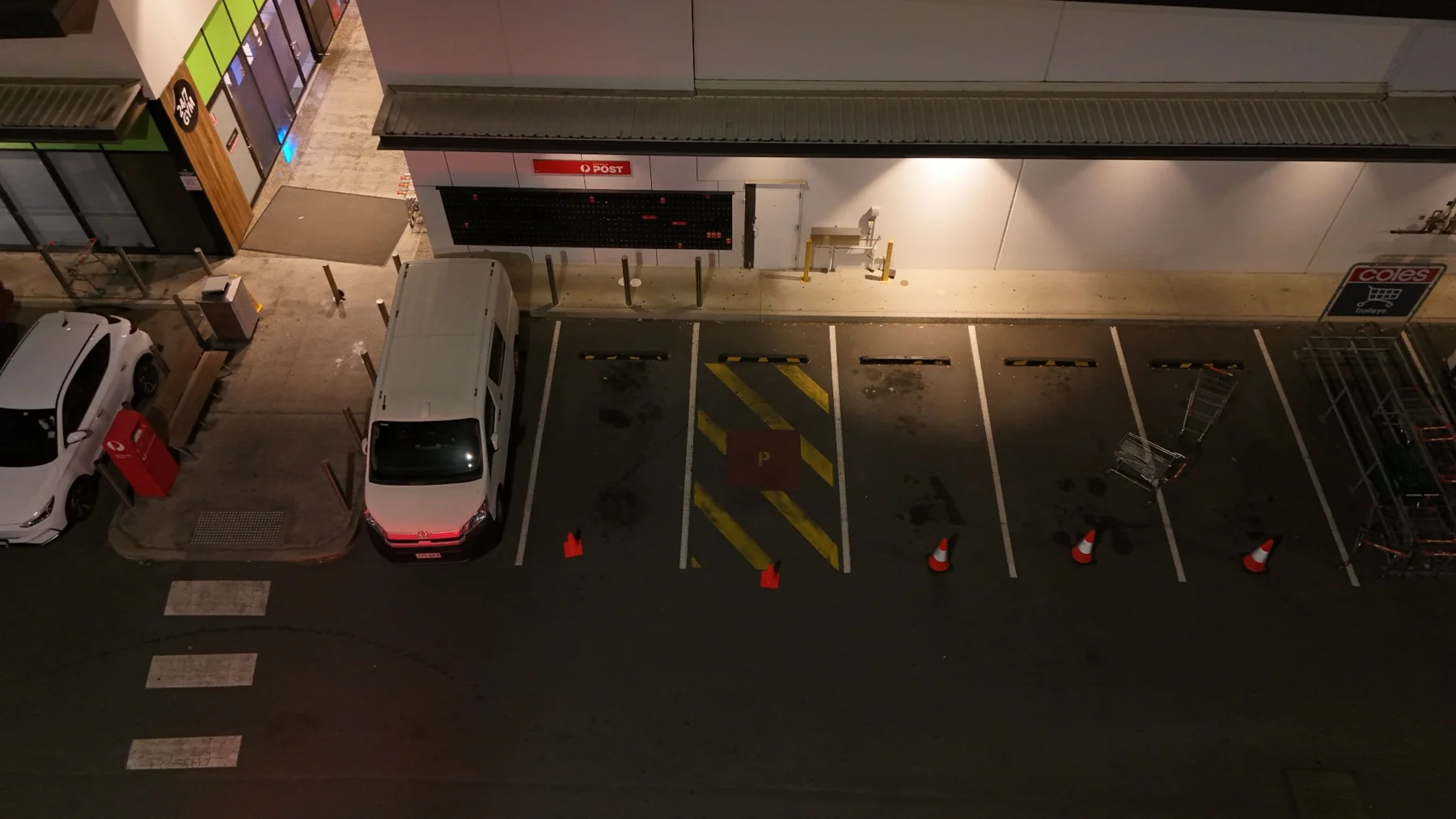 Before installation at the Park Ridge Australia Post location showing the previous parking layout