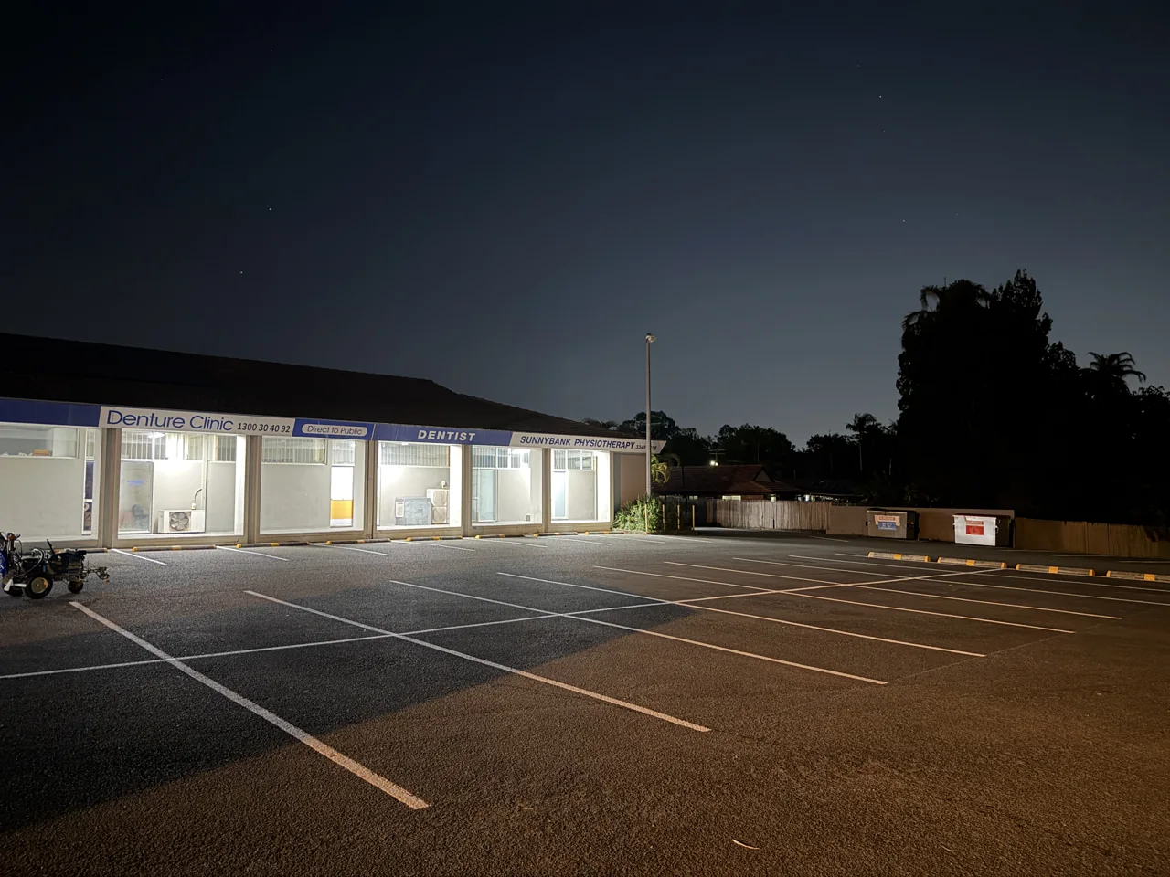 Fresh white parking bay lines at the completed Sunnybank car park