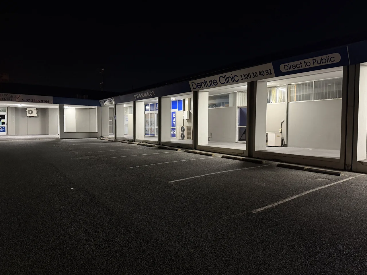 Shopfront parking bays in Sunnybank before line marking refresh